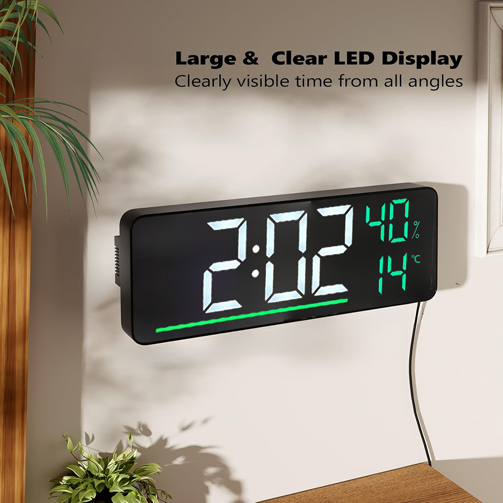 LED Digital Wall Clock with Te - Smart Home Living Room ulasan dan harga