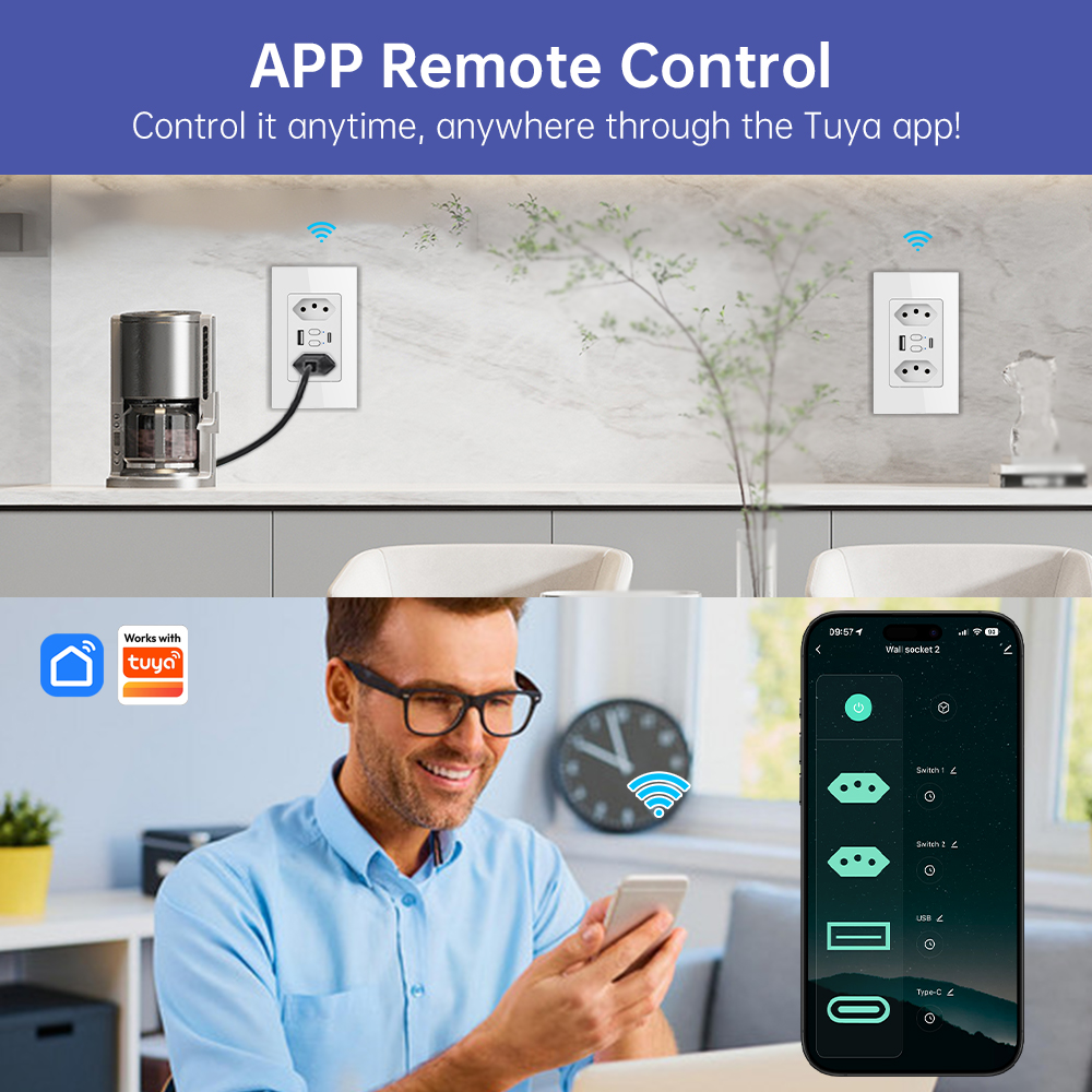 MANHOT Wifi Smart Brazil Socke - Smart Home Integration ulasan dan harga
