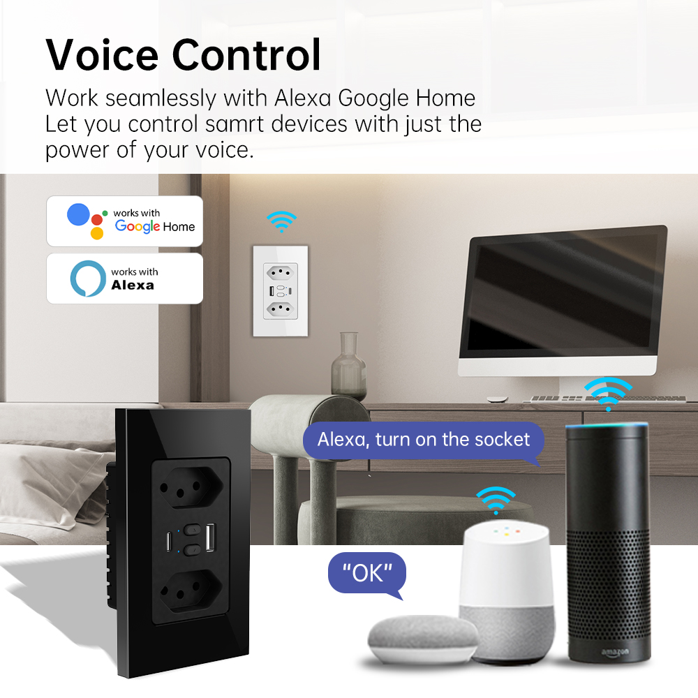 MANHOT Wifi Smart Brazil Socke - Smart Home Integration ulasan dan harga