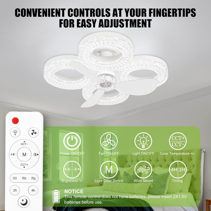 Smart LED Ceiling Fan Light 48 - Smart Home Living Room ulasan dan harga