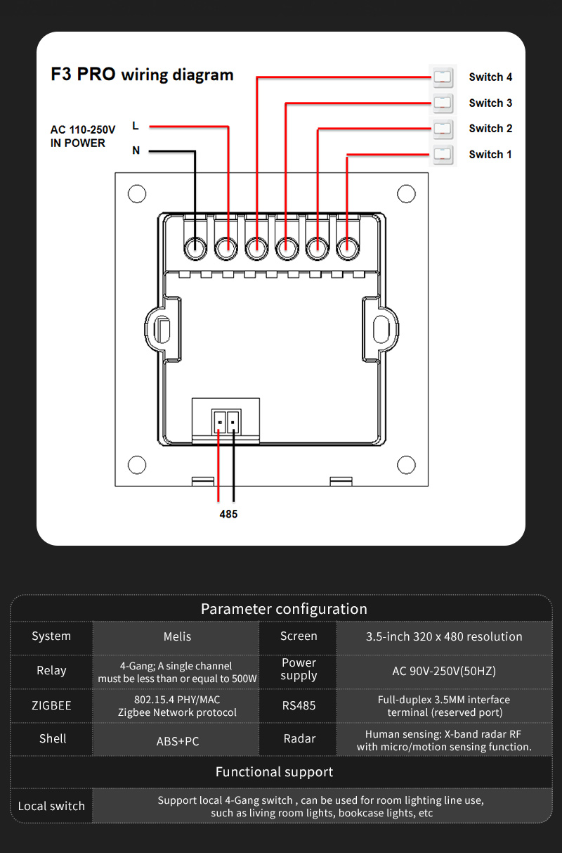 F3 Pro 3.5 Inch IPS Touch Pane - Smart Home Integration ulasan dan harga
